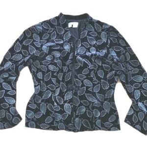 Vintage Velvet Evening Blazer Dressbarn Shimmer Leaves Womens Sz10 Holidaywear